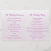 Hochzeitsprogramm für lila Tulpenaquaristik (Rückseite)