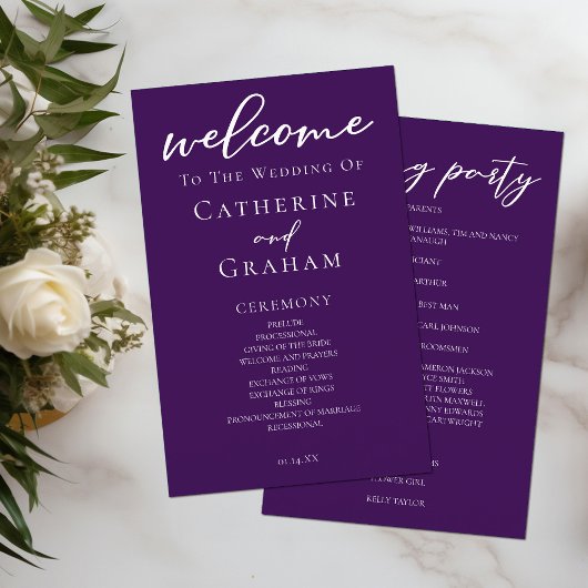 Hochzeitsprogramm für Lila Typografie