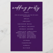 Hochzeitsprogramm für Lila Typografie (Rückseite)