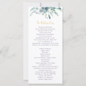 Hochzeitsprogramm für lila und blaue Blume (Rückseite)