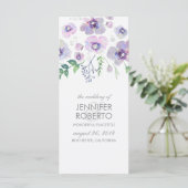 Hochzeitsprogramm für lila und blaue Blumen Programm (Stehend Vorderseite)