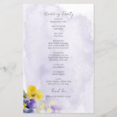 Hochzeitsprogramm für lila und gelbe Blüten (Rückseite)