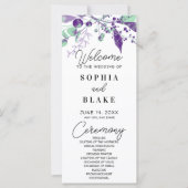 Hochzeitsprogramm für lila und grüne Berries & Grü (Vorderseite)