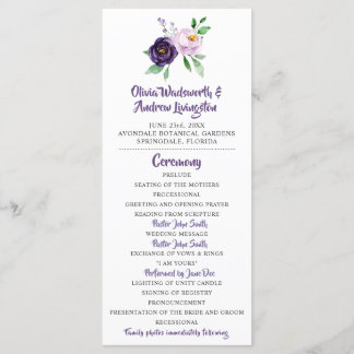 Hochzeitsprogramm für lila und Lavendel Programm