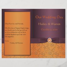 Hochzeitsprogramm für lila und Mandarine