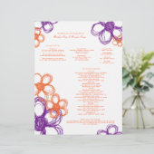 Hochzeitsprogramm für lila und orangefarbene Blume (Stehend Vorderseite)