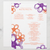 Hochzeitsprogramm für lila und orangefarbene Blume (Vorne/Hinten)