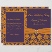 Hochzeitsprogramm für lila und orangefarbene Damas (Vorne/Hinten)