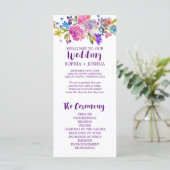 Hochzeitsprogramm für lila und rosa Blume Programm (Stehend Vorderseite)