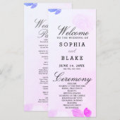Hochzeitsprogramm für lila und rosa Rosen und Grün (Vorne/Hinten)