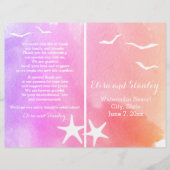 Hochzeitsprogramm für lila und rosa Wasserfarben (Vorderseite)