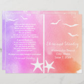 Hochzeitsprogramm für lila und rosa Wasserfarben (Vorne/Hinten)