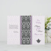 Hochzeitsprogramm für lila und schwarze Damasken (Stehend Vorderseite)