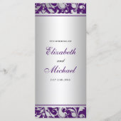 Hochzeitsprogramm für lila und silberne Damaskus-W Programm (Vorderseite)