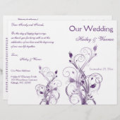 Hochzeitsprogramm für lila und weiße Blumen (Vorne/Hinten)