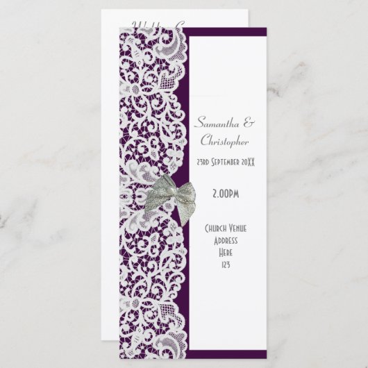Hochzeitsprogramm für lila und weiße Spitzen Programm (Vorne/Hinten)
