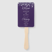 Hochzeitsprogramm für lila und weiße Weihnachtssti Fächer (Vorderseite)