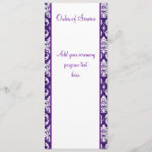 Hochzeitsprogramm für lila Weißmauer Programm (Rückseite)