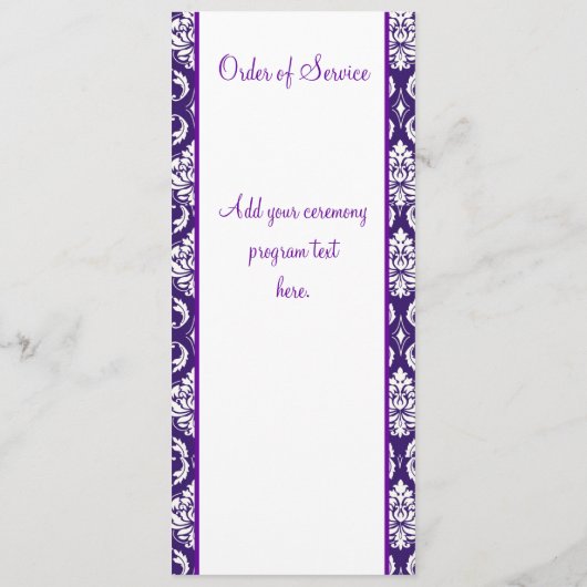 Hochzeitsprogramm für lila Weißmauer Programm (Rückseite)