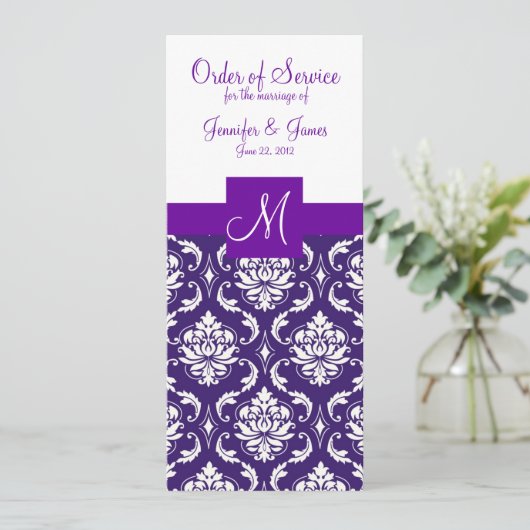 Hochzeitsprogramm für lila Weißmauer Programm (Stehend Vorderseite)