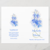 Hochzeitsprogramm für Lobelia-Blau-Aquarellen (Vorderseite)