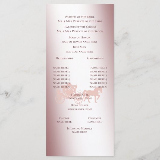 Hochzeitsprogramm für Märchen Programm (Rückseite)