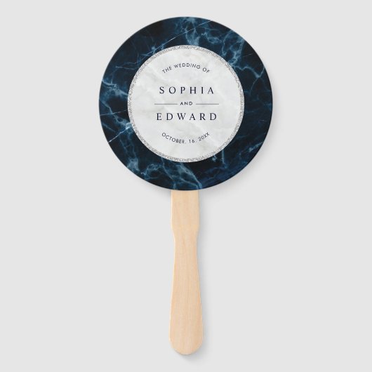 Hochzeitsprogramm für Marineblau Fächer (Vorderseite)