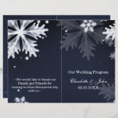 Hochzeitsprogramm für marineblaue Schneeflocken (Vorne/Hinten)