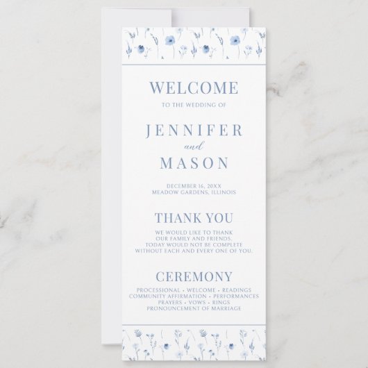 Hochzeitsprogramm für Marineblütenblumen (Vorderseite)