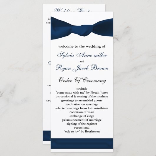 Hochzeitsprogramm für Marinebussen Programm (Vorne/Hinten)