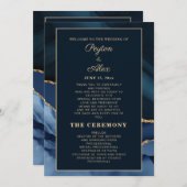 Hochzeitsprogramm für Marmorhochzeiten in Navy-Blu Programm (Vorne/Hinten)