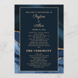 Hochzeitsprogramm für Marmorhochzeiten in Navy-Blu Programm