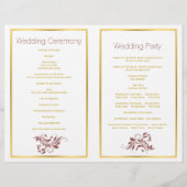 Hochzeitsprogramm für Marsala und Blätter (Rückseite)