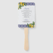 Hochzeitsprogramm für mediterrane Tile Lemon Fächer (Rückseite)