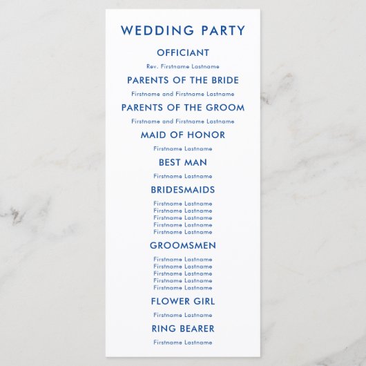 Hochzeitsprogramm für Meereswellen Programm (Rückseite)