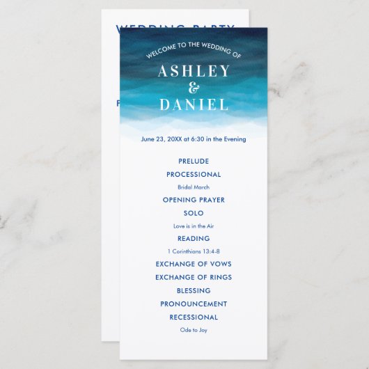 Hochzeitsprogramm für Meereswellen Programm (Vorne/Hinten)