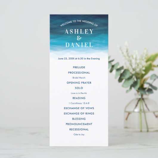 Hochzeitsprogramm für Meereswellen Programm (Stehend Vorderseite)