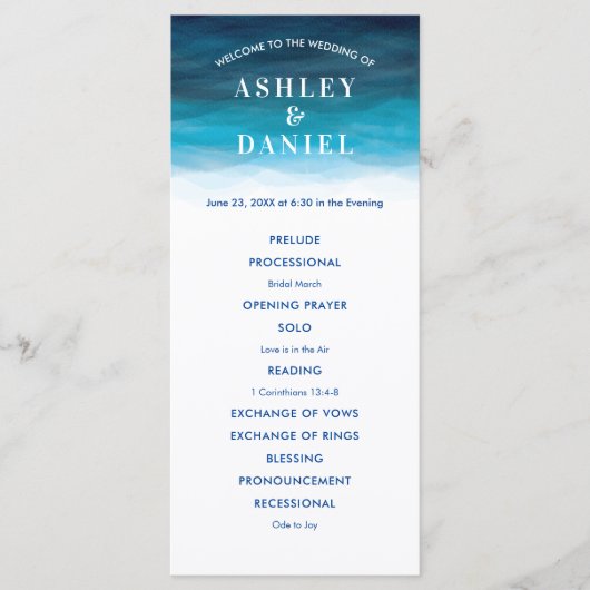 Hochzeitsprogramm für Meereswellen Programm (Vorderseite)