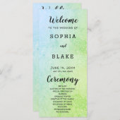 Hochzeitsprogramm für Metallic, Grün, Blau und Blu (Vorne/Hinten)