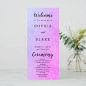 Hochzeitsprogramm für Metallic Lila und Blumen (Stehend Vorderseite)