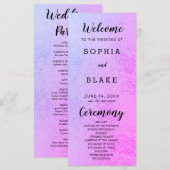 Hochzeitsprogramm für Metallic Lila und Blumen (Vorne/Hinten)