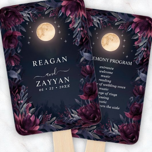 Hochzeitsprogramm für Midnight Garden Moon Fächer