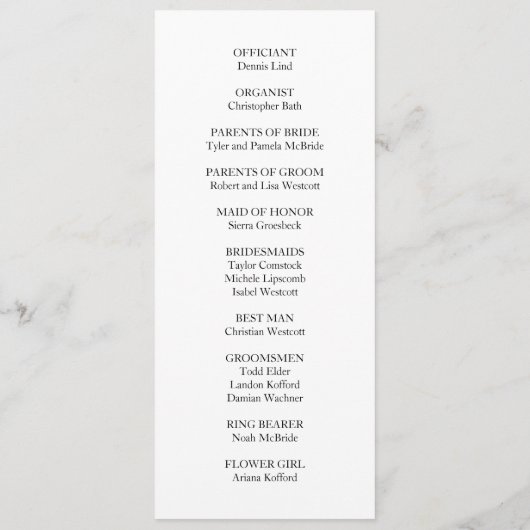 Hochzeitsprogramm für Minimalistische Oval-Bilder Programm (Rückseite)