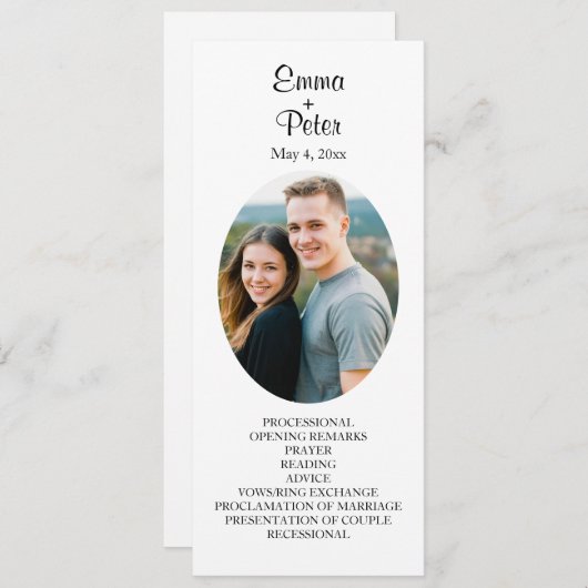 Hochzeitsprogramm für Minimalistische Oval-Bilder Programm (Vorne/Hinten)