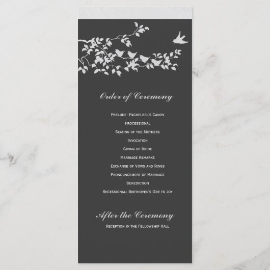 Hochzeitsprogramm für Minimalistische Schwarz-Weiß Programm (Rückseite)