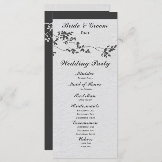 Hochzeitsprogramm für Minimalistische Schwarz-Weiß Programm (Vorne/Hinten)