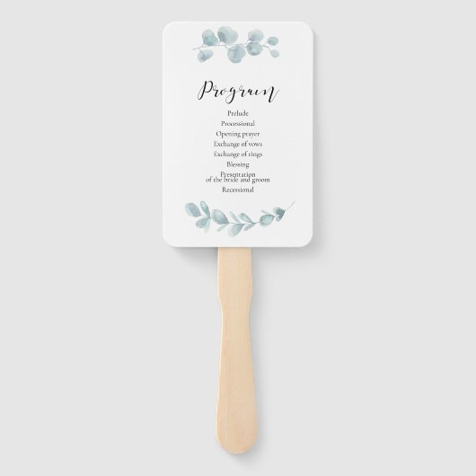 Hochzeitsprogramm für Minimalistische Wasserfarben Fächer (Rückseite)