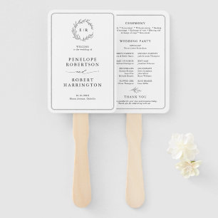 Hochzeitsprogramm für Minimalistisches Schwarz-Wei Fächer