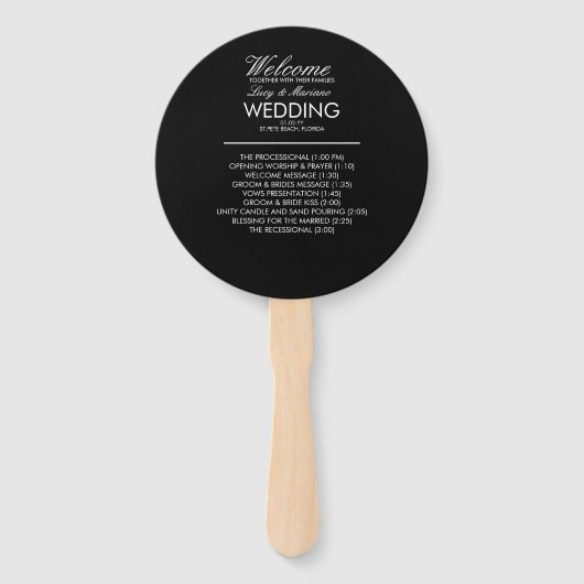 Hochzeitsprogramm für mit Monogramm Skriptzweige C Fächer (Rückseite)