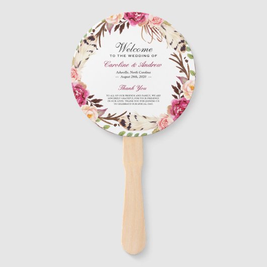 Hochzeitsprogramm für moderne Boho-Flora-Kleider Fächer (Vorderseite)